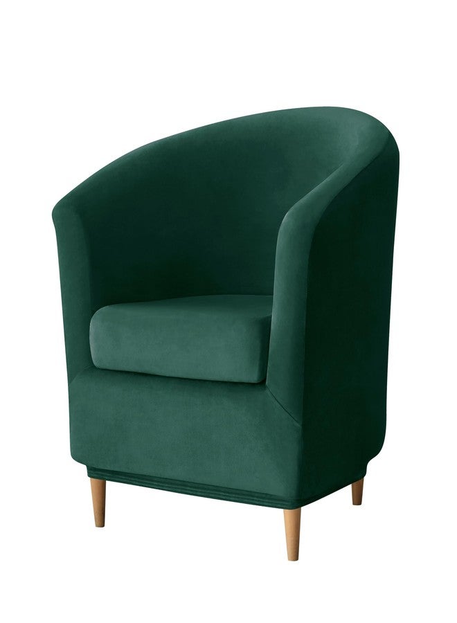 Deisy Dee 2 Piece Velvet Club Chair Slipcover Stretch Barrel Chair Covers Accent Chair Cover Removable Couch Furniture Protector Arm Chair Cover for Living Room (Kelly) - Image 1